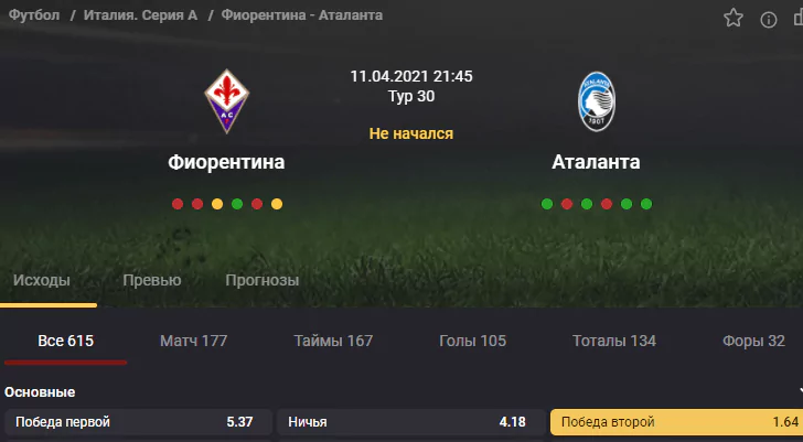 Фиорентина - Аталанта. Продолжат ли гости победное шествие?