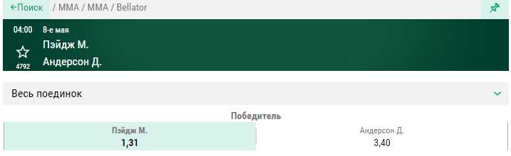 Прогноз на бой Майкл Пэйдж – Дерек Андерсон
