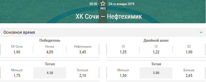 ХК Сочи – Нефтехимик. Прогноз матча КХЛ