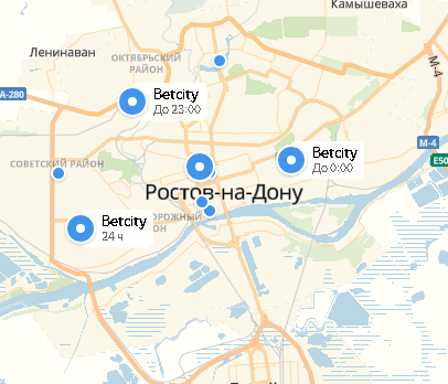 Как найти клубы БК Betcity в Ростове-на-Дону?