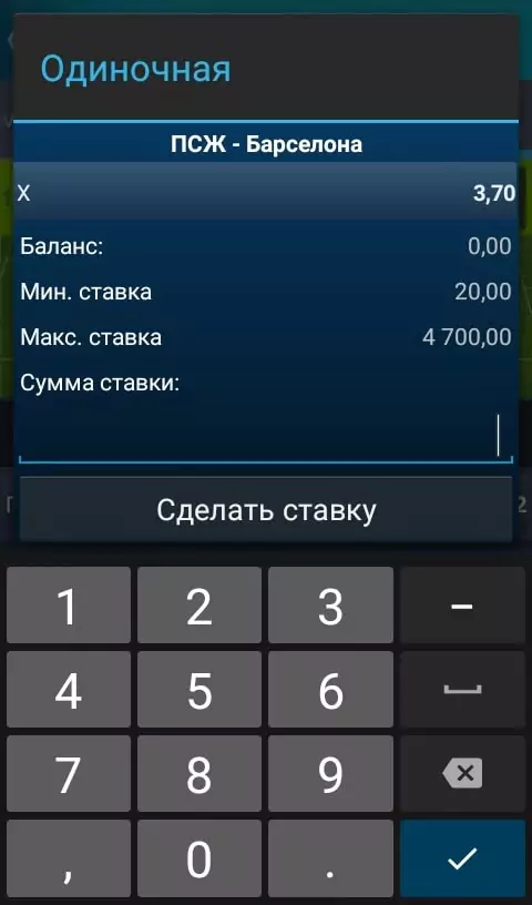 Совершение ставки. Лимиты на ставку