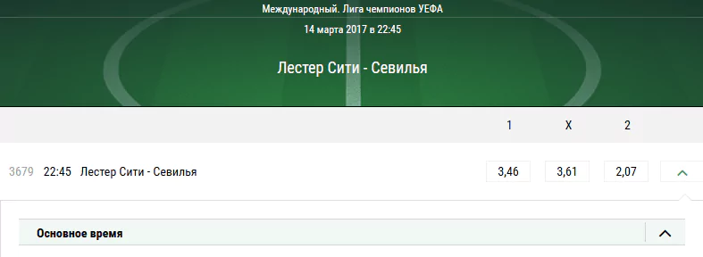 Лестер Сити – Севилья. Котировки букмекеров