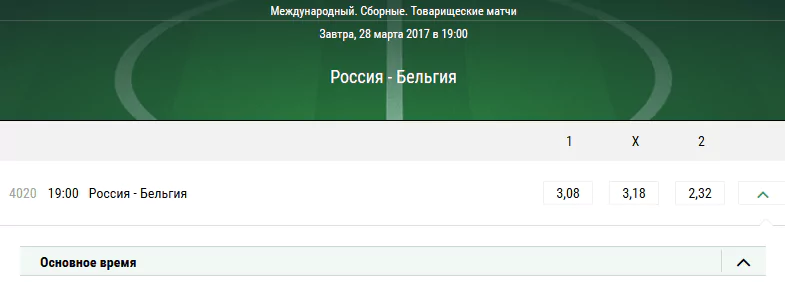 Россия – Бельгия. Котировки в букмекерской конторе Лига Ставок