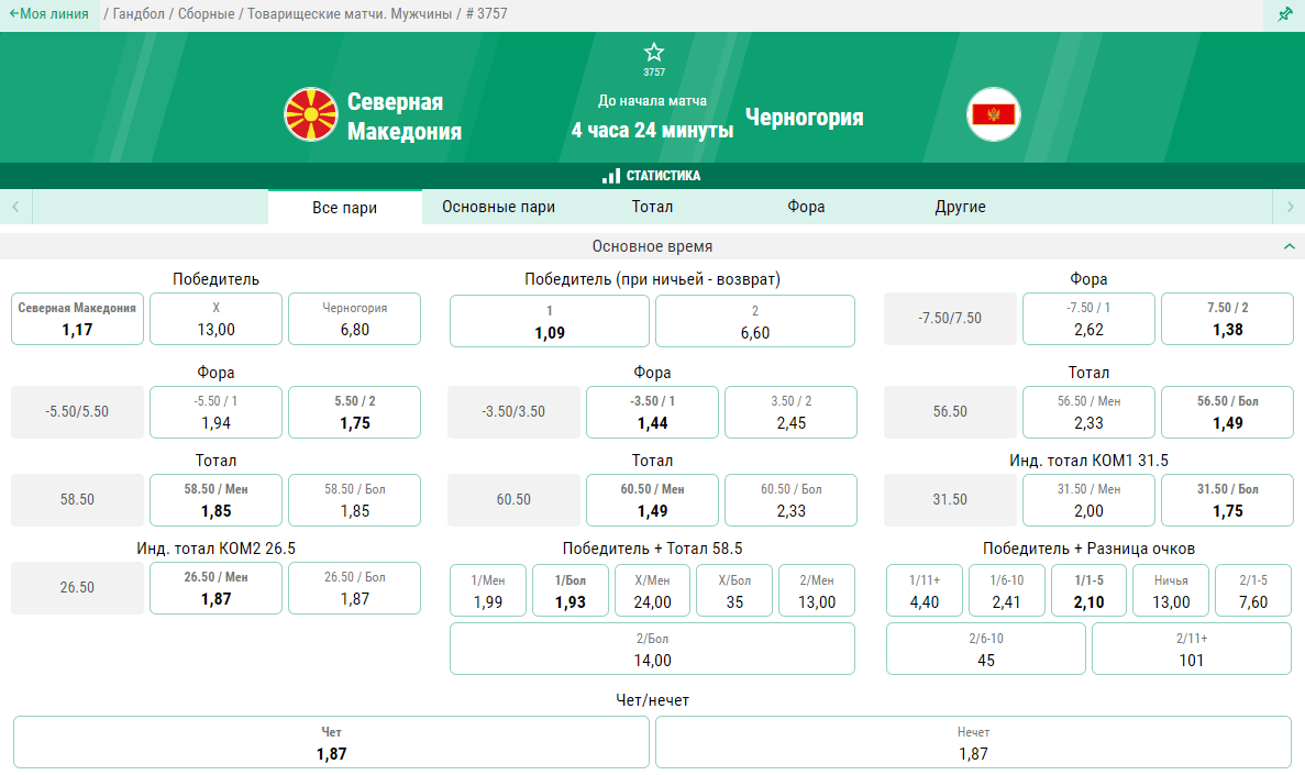 В каких БК можно делать ставки на гандбол?