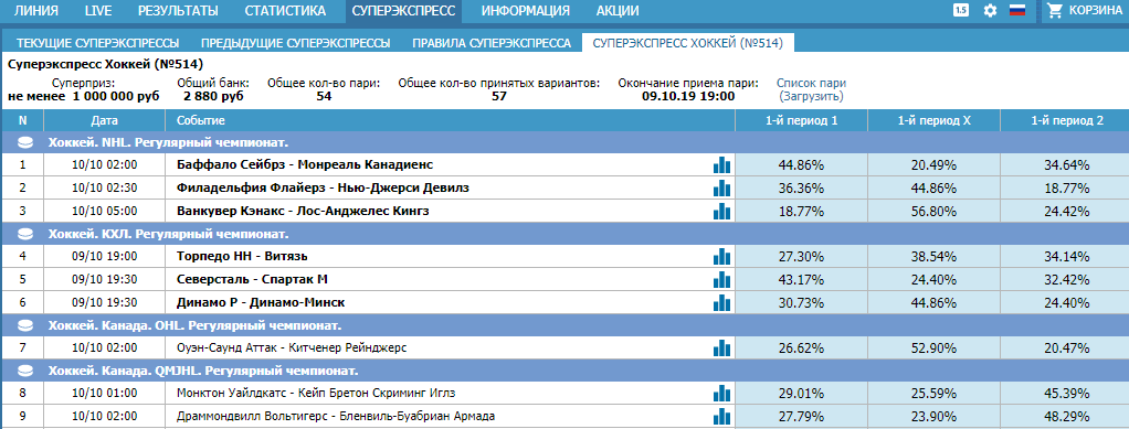 Суперэкспресс БК Бетсити – виды и описание