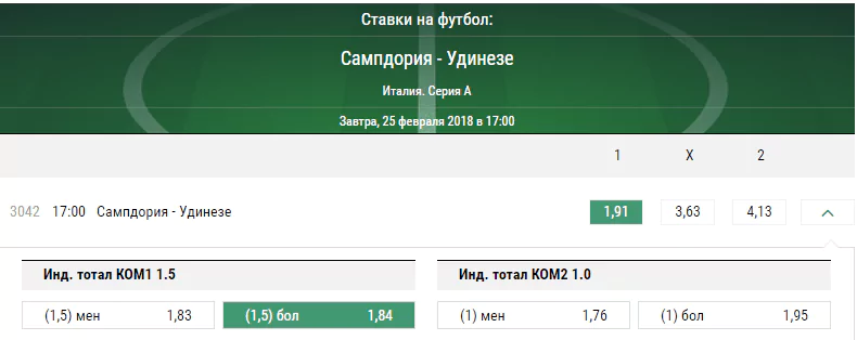 Сампдория - Удинезе. Прогноз матча Серии А