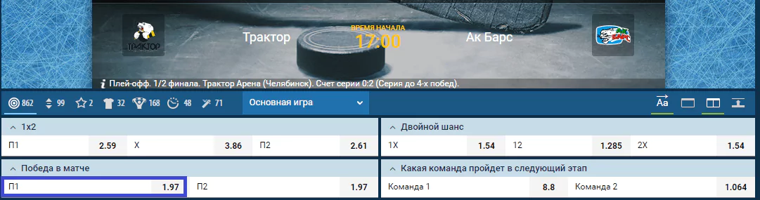 Прогноз на матч КХЛ Трактор – Ак Барс