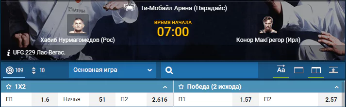 У кого из букмекеров лучшие коэффициенты на бой Хабиб Нурмагомедов – Конор Макгрегор?