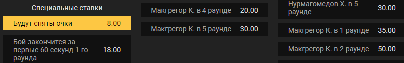 Виды ставок на ММА