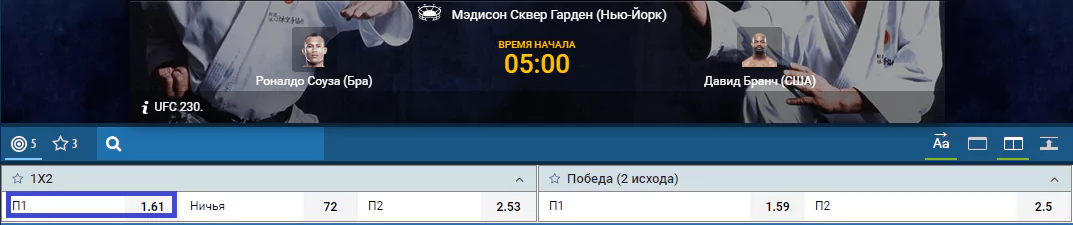 Прогноз на бой Роналдо Соуза – Дэвид Бранч