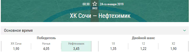 ХК Сочи – Нефтехимик. Прогноз матча КХЛ
