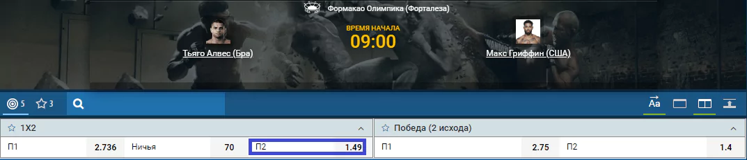 Прогноз на бой Тьяго Алвес – Макс Гриффин