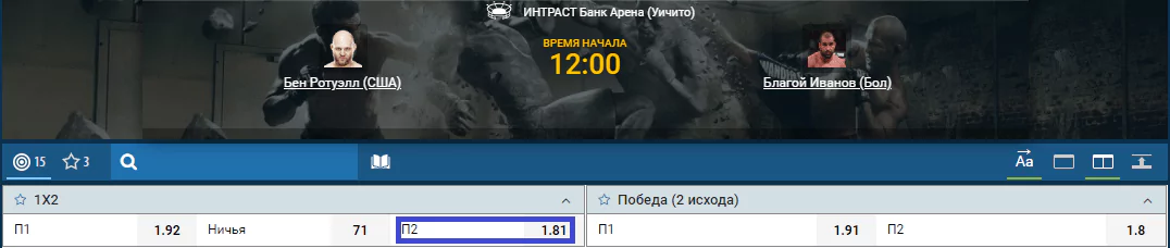 Прогноз на бой Бен Ротвелл – Благой Иванов