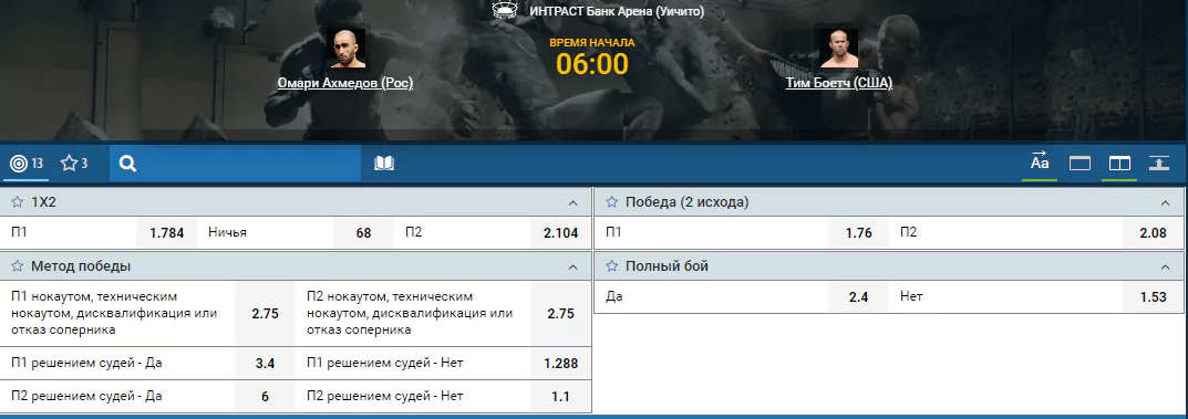 Прогноз на бой Омари Ахмедов – Тим Ботч