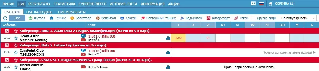 Как ставить на киберспорт в БК Betcity?