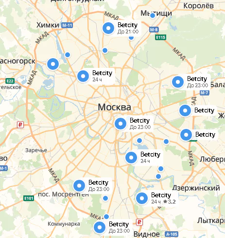 Есть ли клубы БК Betcity в Москве?