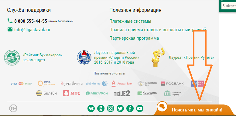 Как написать в чат Лиги Ставок?