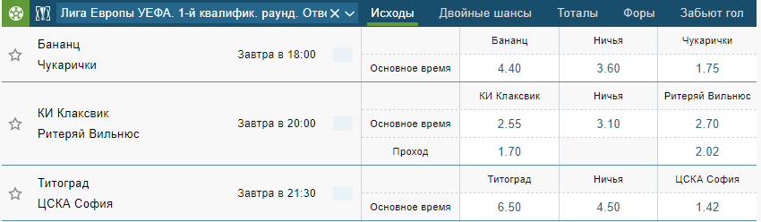 Как сделать ставку на Лигу Европы в БК Фонбет?