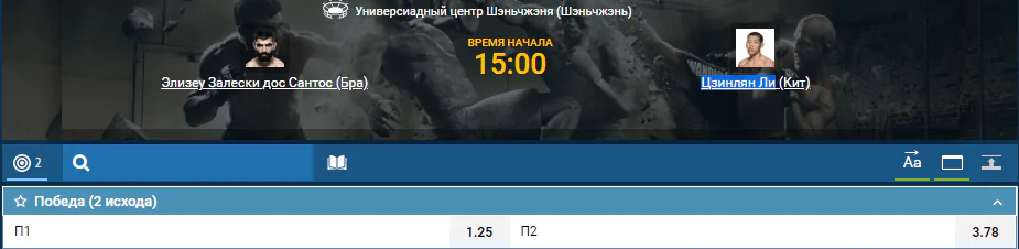 Прогноз на бой Элизеу Залески – Ли Цзиньлян
