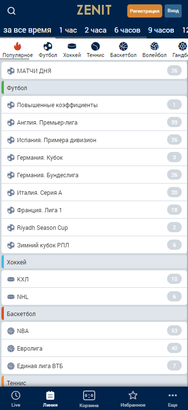 Как работать с линией БК Зенит?
