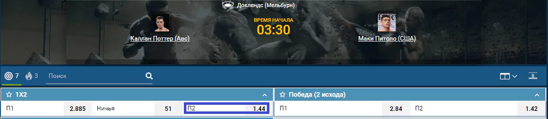 Прогноз на бой Кэллан Поттер – Маки Питоло