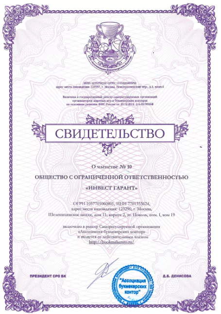 Какие лицензии есть у БК Зенит?