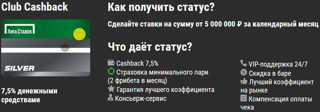 VIP статус новым игрокам от БК Лига Ставок