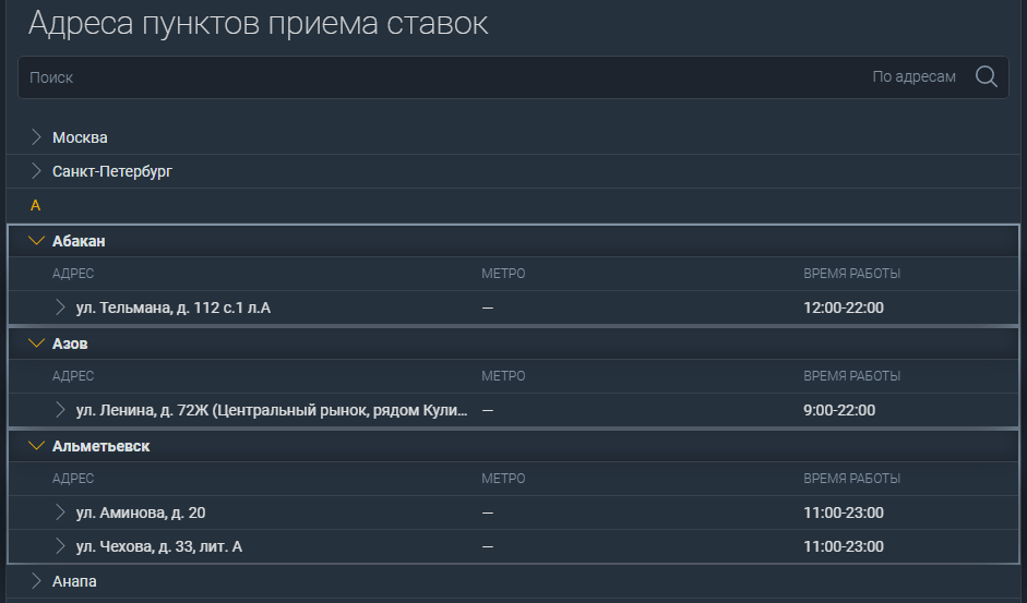 В каких городах есть клубы БК Балтбет?