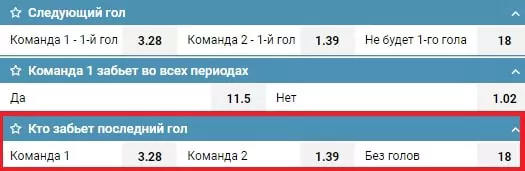 Ставки на время гола и последнюю заброшенную шайбу