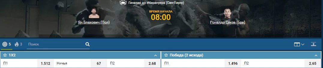 Прогноз на бой Роналдо Соуза – Ян Блахович
