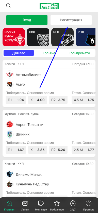Как войти в личный кабинет БК Лига Ставок?