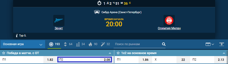 Зенит – Олимпия Милано. Битва за «место под Солнцем»