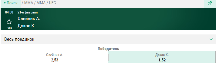 Прогноз на бой Алексей Олейник – Крис Даукас