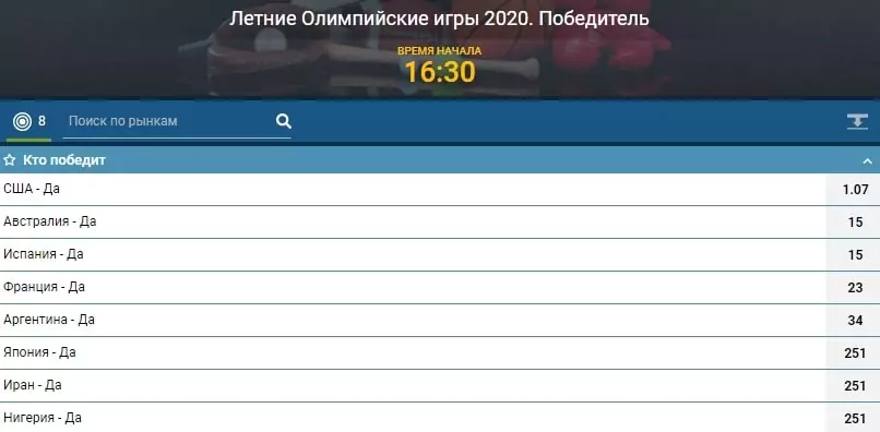 Специальные ставки на Олимпиаду 2021