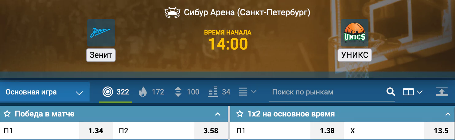 Зенит – УНИКС. Матч двух претендентов на титул Единой Лиги ВТБ