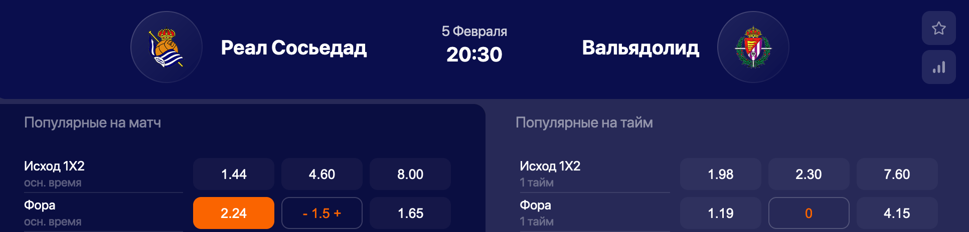 Реал Сосьедад – Вальядолид. Продолжат ли хозяева серию без поражений в Примере?