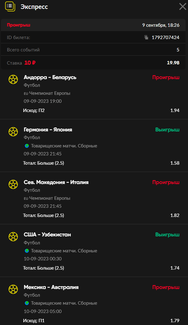 Сравнение «Экспрессов дня» в БК