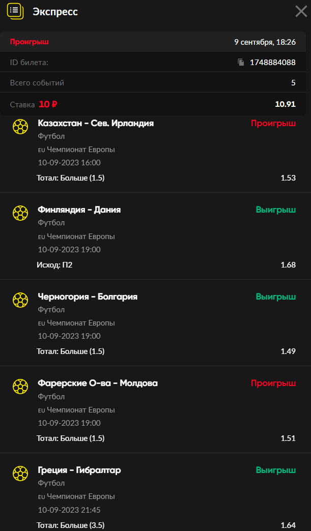 Сравнение «Экспрессов дня» в БК