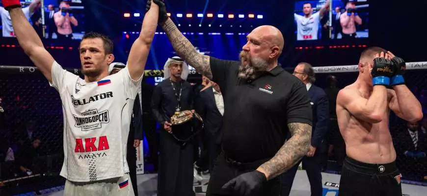 Усман Нурмагомедов победил Пола Хьюза и защитил титул легковесов Bellator