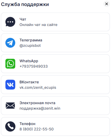 Зенит поддержка