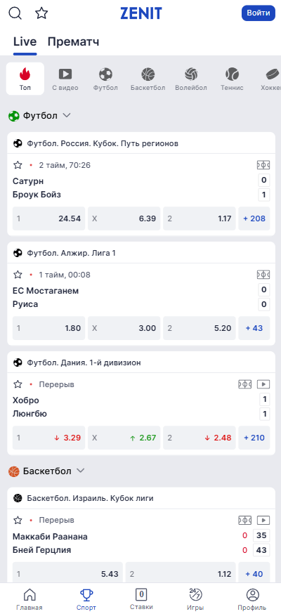 Регистрация в БК Зенит