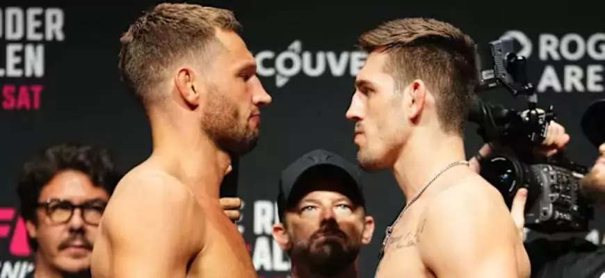 Хедлайнеры ивента UFC Fight Night 262, Ренье де Риддер и Брендан Аллен, провели предматчевую «битву взглядов»